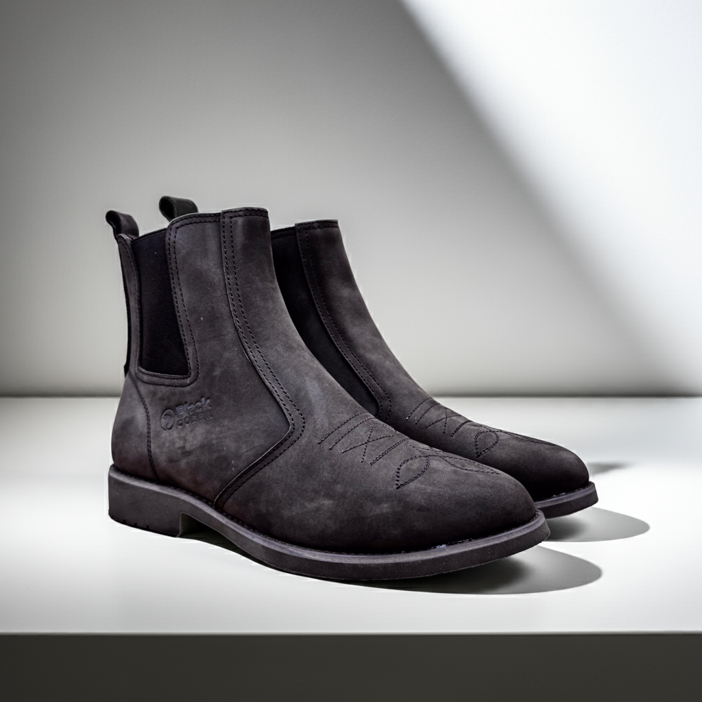 Men's Black Suede Chelsea Cowboy Boots